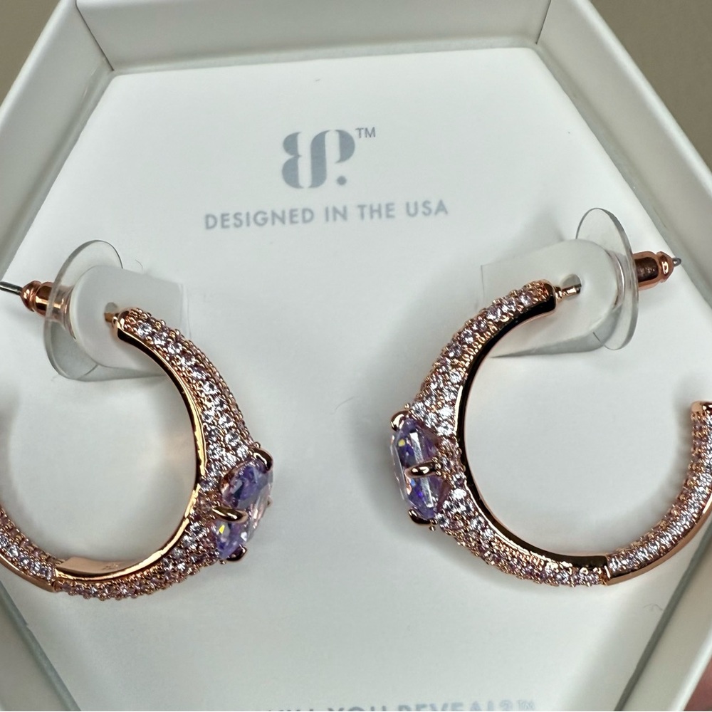 Luxurious Gold and Purple Crystal Earrings